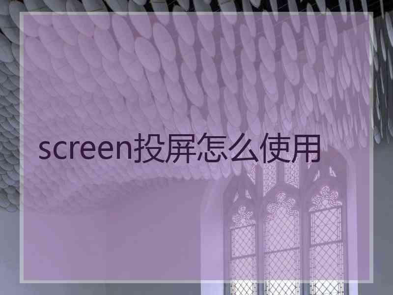 screen投屏怎么使用